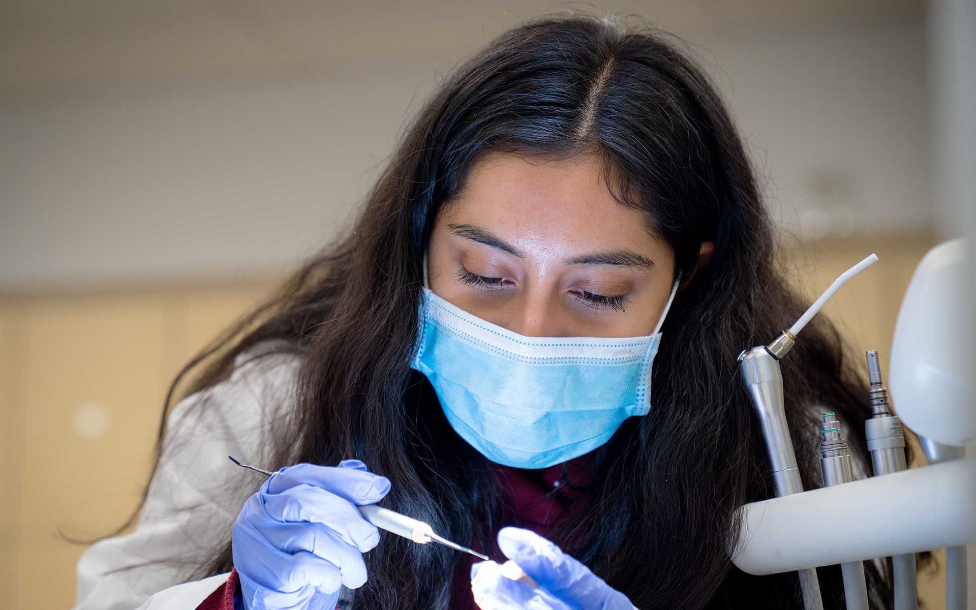 Student working in dental lab